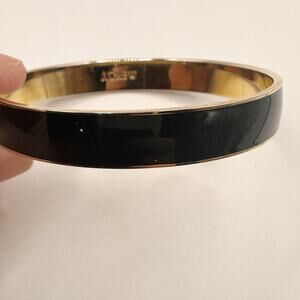 J. Crew Black Enamel Gold Bangle Bracelet Preppy Casual Jewelry
